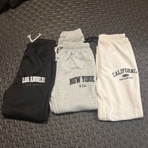 SHEIN Kids City Graphic Sweatpants - Black, Gray, Cream